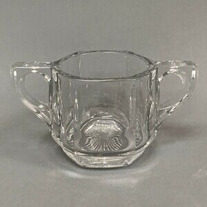 Vintage Clear‎ Glass Sugar Bowl Hexagon Indiana? Heisey?